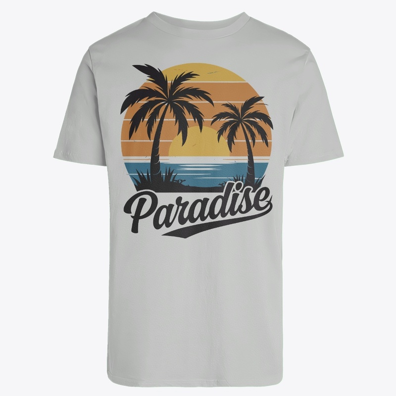 sunset and palm trees T-shirt design.