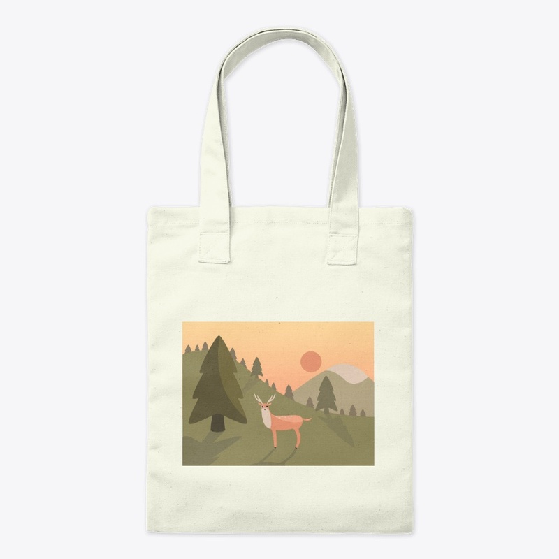 Landscape with deer tote bag