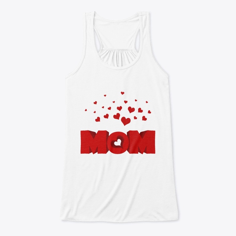 Red hearts with mom design tee