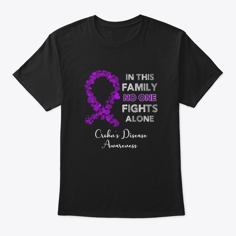 In This Family No One Fight Alone Crohns Black T-Shirt Front