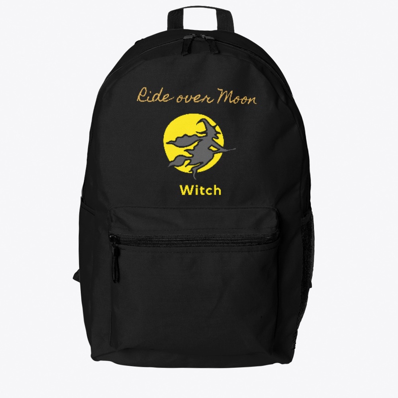 Halloween Witch Ride over Moon