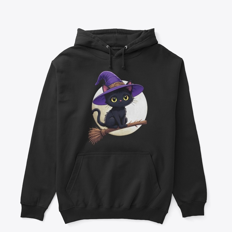 Black Cat Witch Halloween Tee