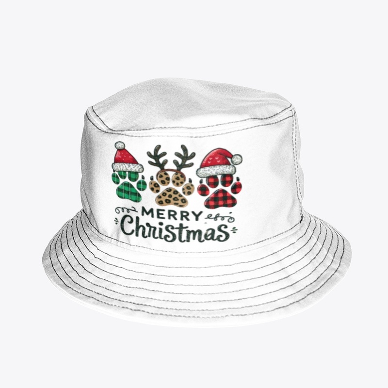 Festive Dog Cat With Cap Merry Christmas