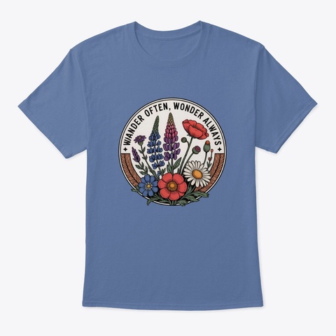 Wander Florals  Denim Blue áo T-Shirt Front