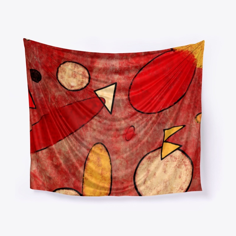 Circular Pattern Abstract Red Fall Tee