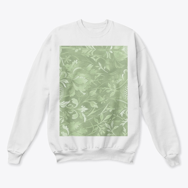 Sage Green Arts & Crafts Floral Pattern