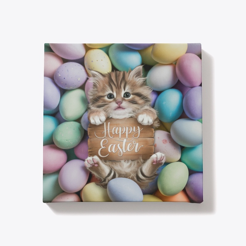 Fluffy Kitten Easter Canvas Art
