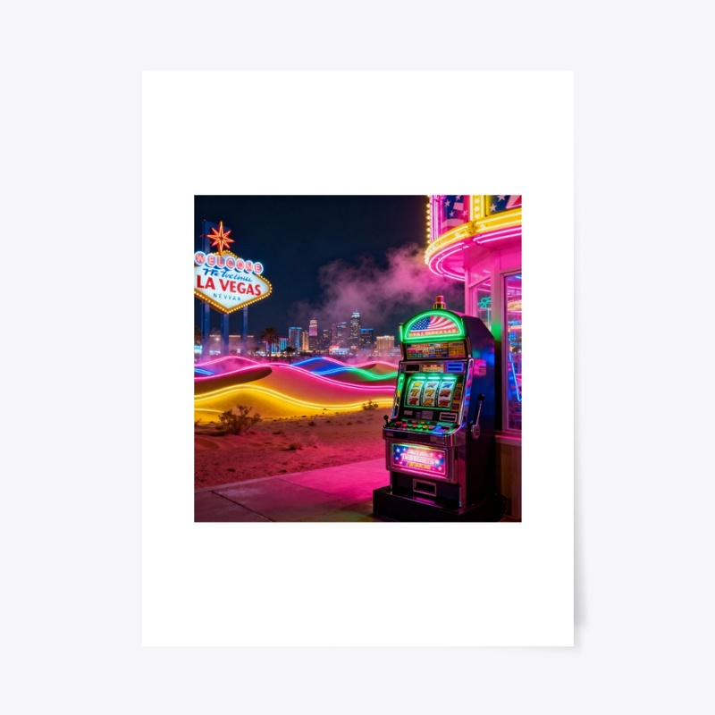 Neon Vegas Skyline & Casino Night