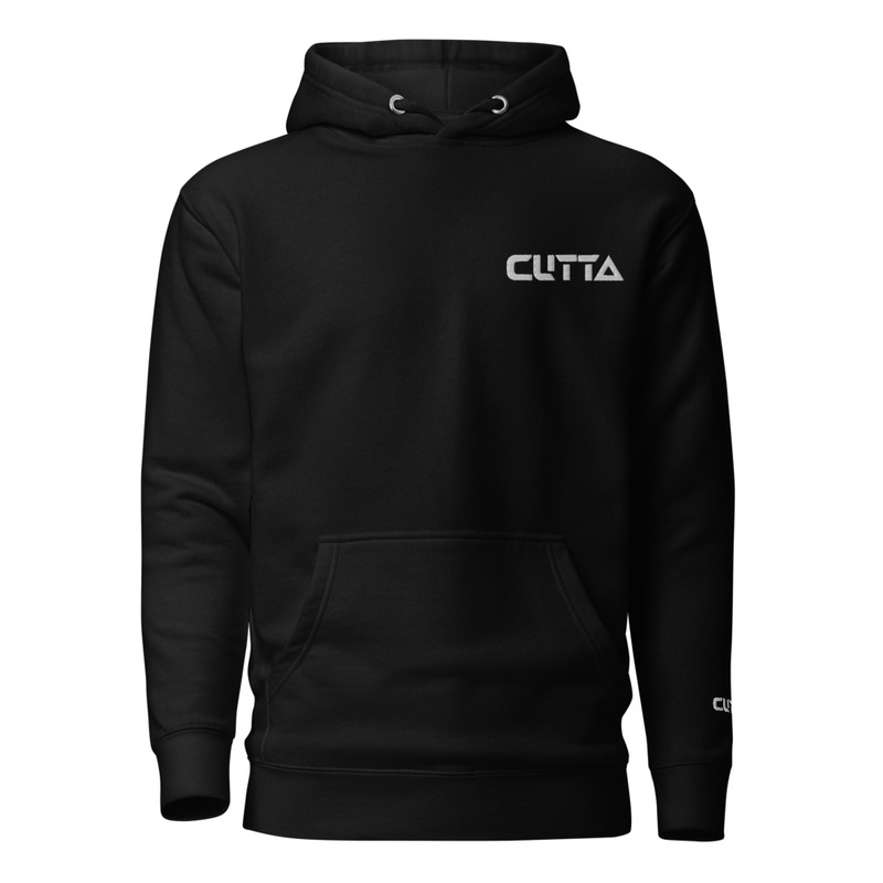 CUTTA© Premium hoodie 'WHITE' on BLACK
