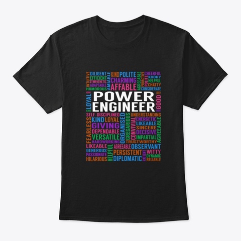 Power Engineer Job Black T-Shirt Front