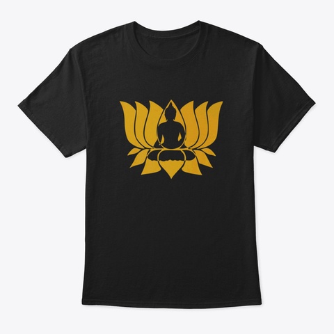 Lotus Flower Yoga Symbol Buddha Meditati Black T-Shirt Front