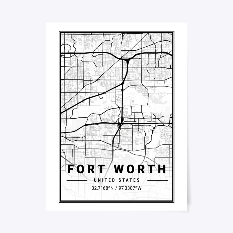 Fort Worth Light City Map