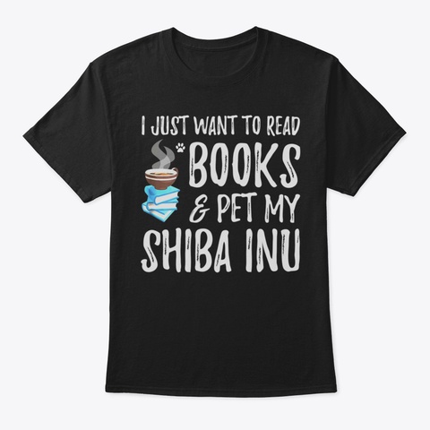 Books And Shiba Inu Shirt Funny Dog Mom  Black T-Shirt Front