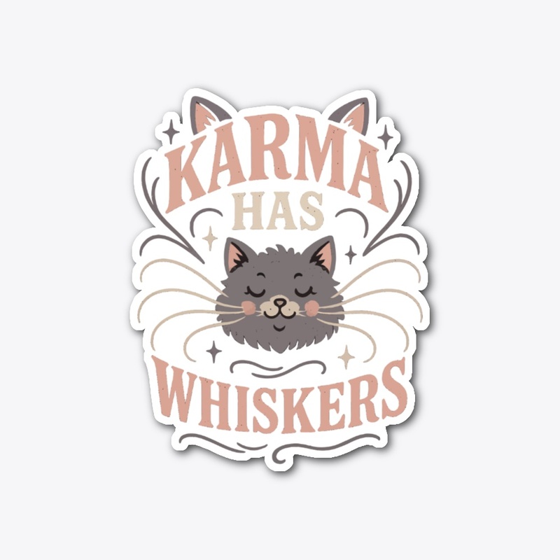 Karma Has Whiskers Retro Cat Tee Gift