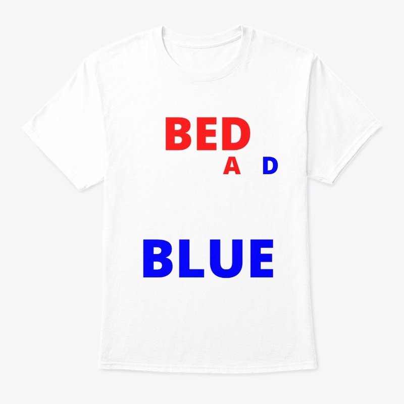 Bed white and blue funny independence na