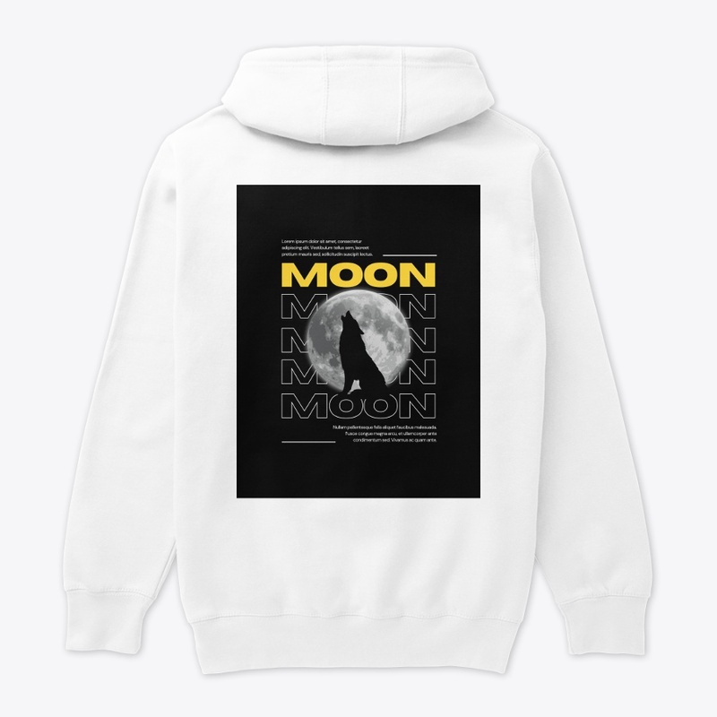 Moon Lion Graphic White Hoodie 