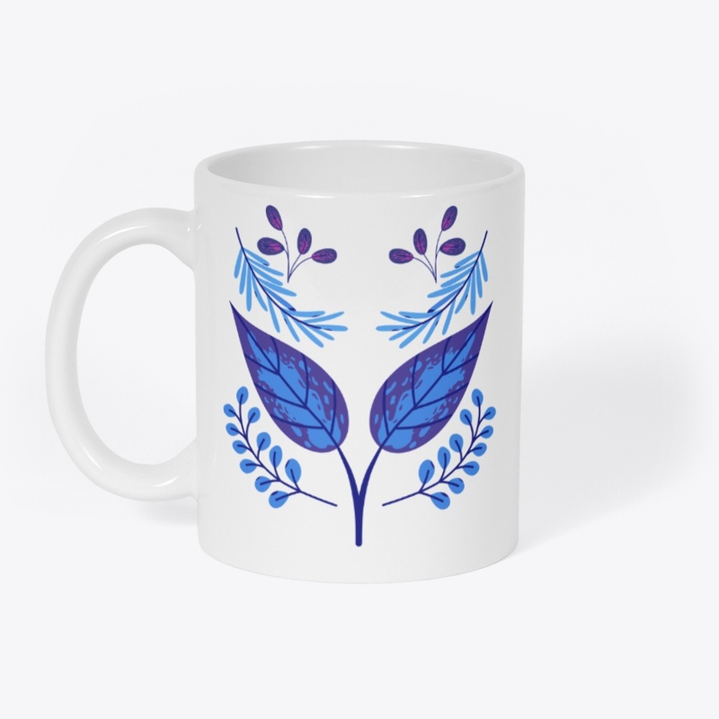 Blue Botanical Owl Face