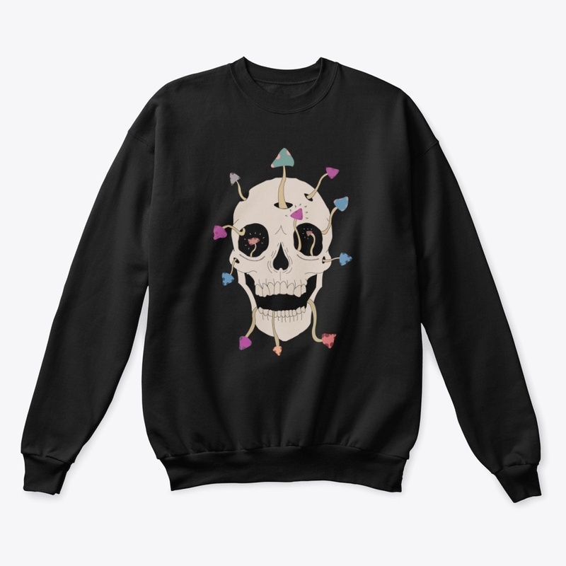 Skull with Mushrooms