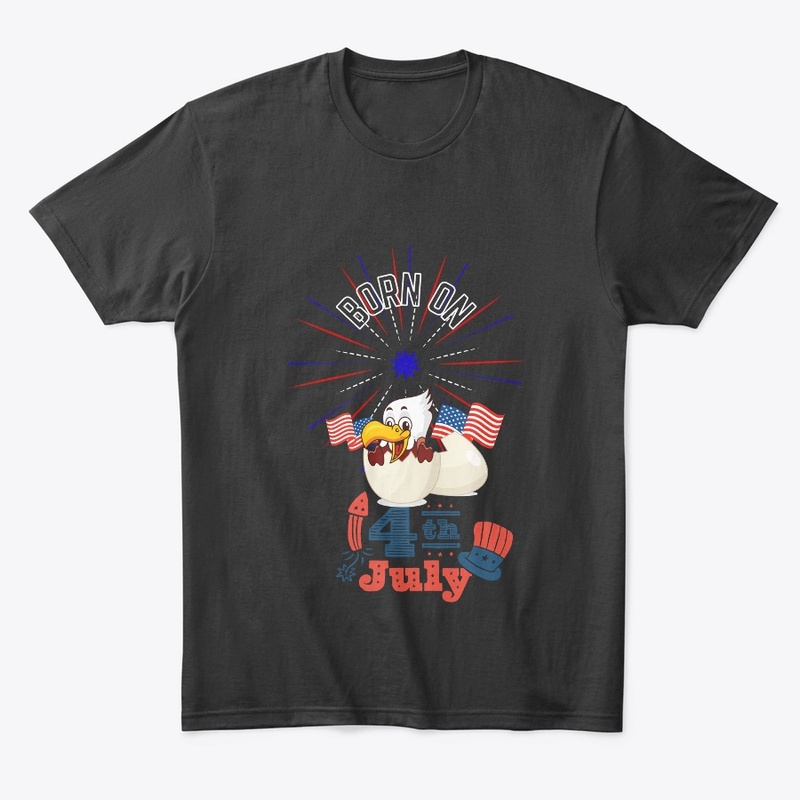 Birthday Born on 4th July American Flag