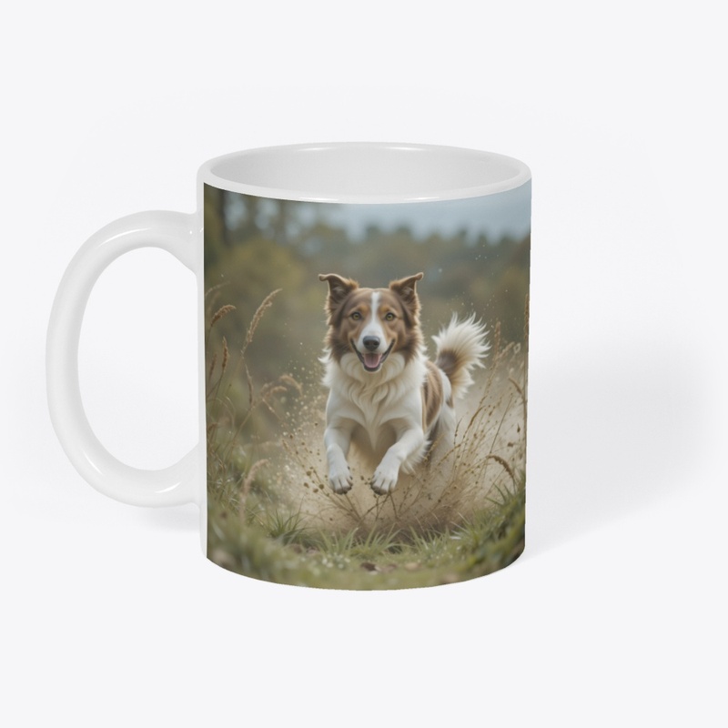A brave dog running through the wind