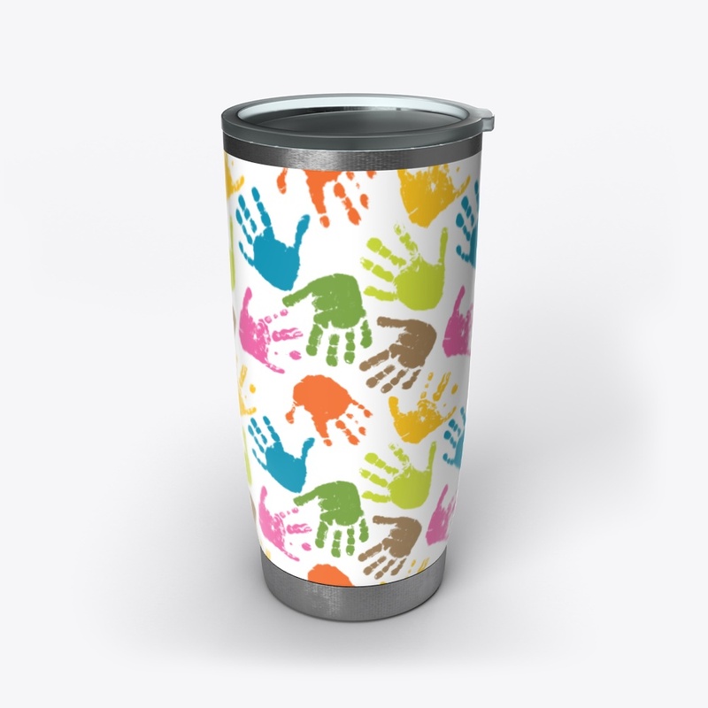 Seamless pattern of print of hands
