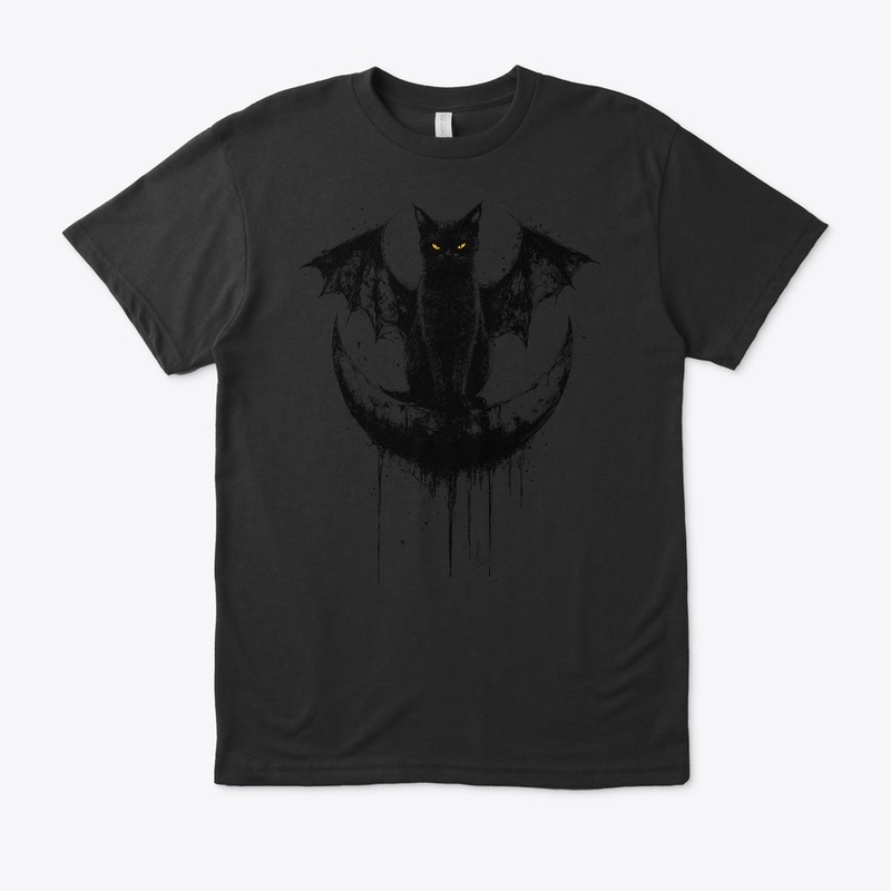  Gothic Black Cat Bat Wings Crescent