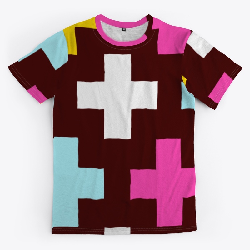 80s Colors Retro Cross Pattern