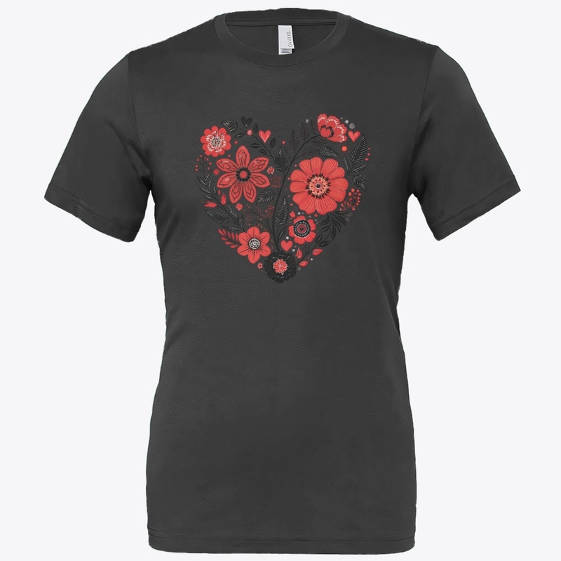 Floral Heart Graphic Tee: Love in Bloom