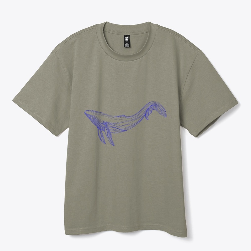 Neon Blue Contour Line Art Whale