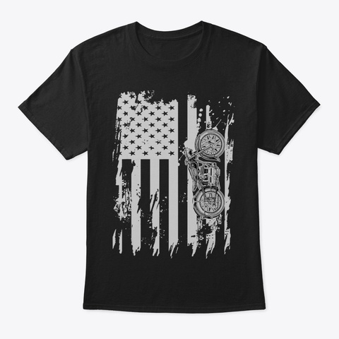 Vintage Retro Motorcycle Tshirt Detailed Black T-Shirt Front