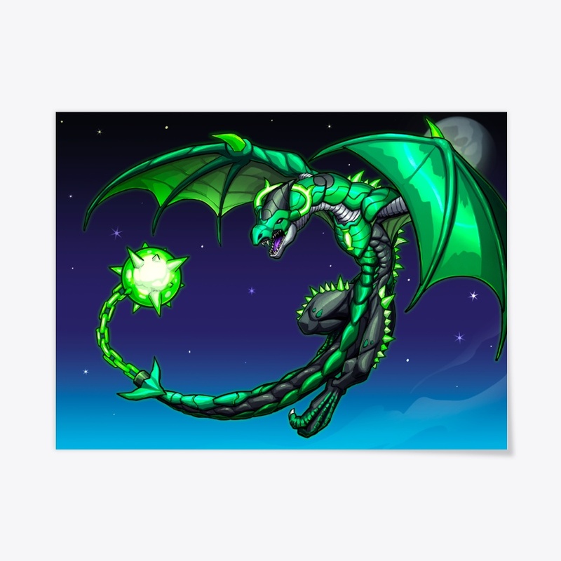 Emerald Orbiting Wyvern POSTER