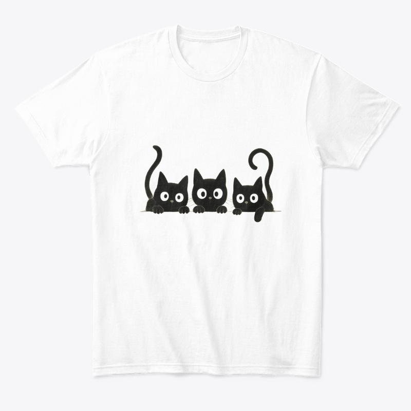 Curious Black Cats – Peeking Trio Tee