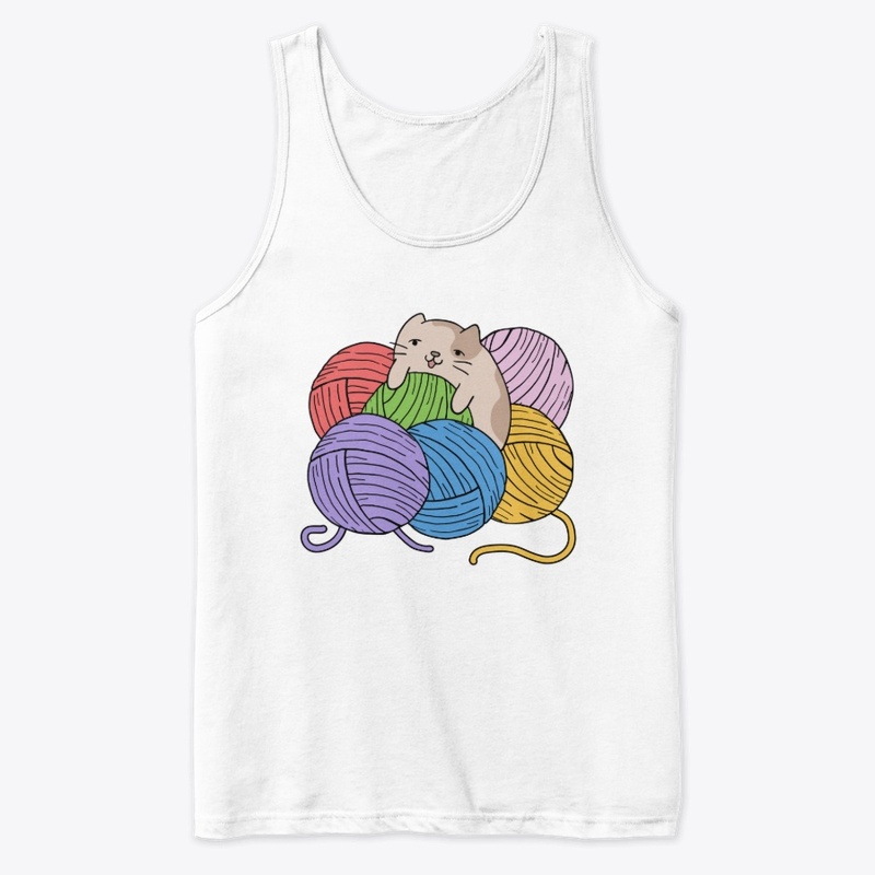 cute cat with colorful  yarn bomb