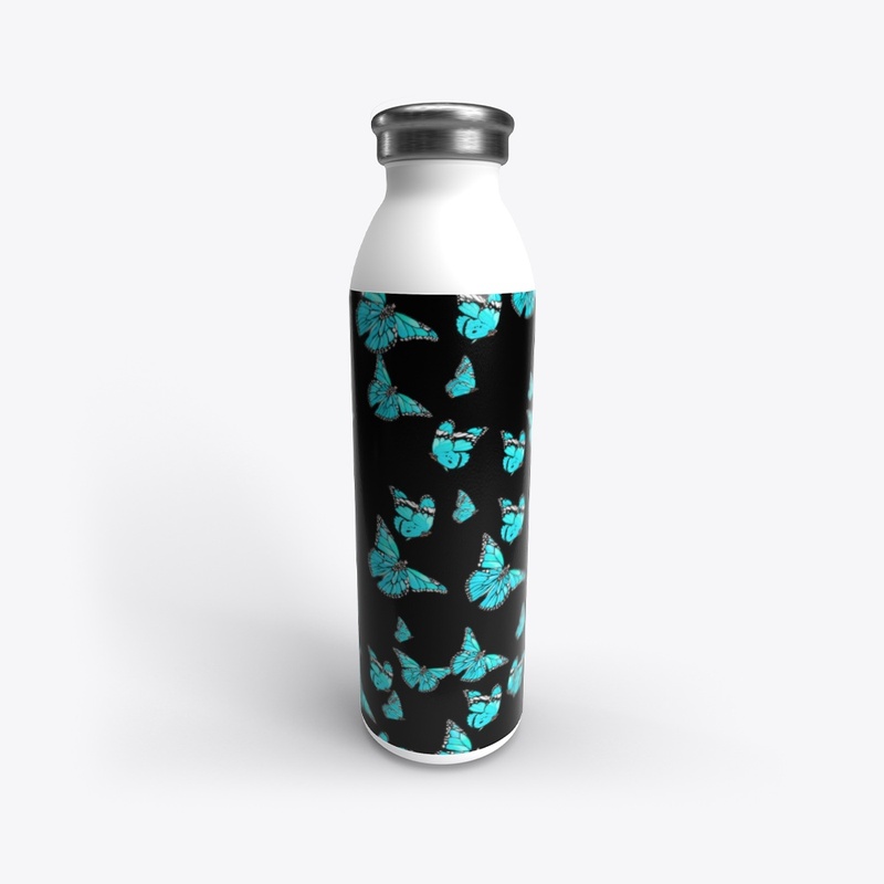 Blue Butterfly Stainless Water Bottle