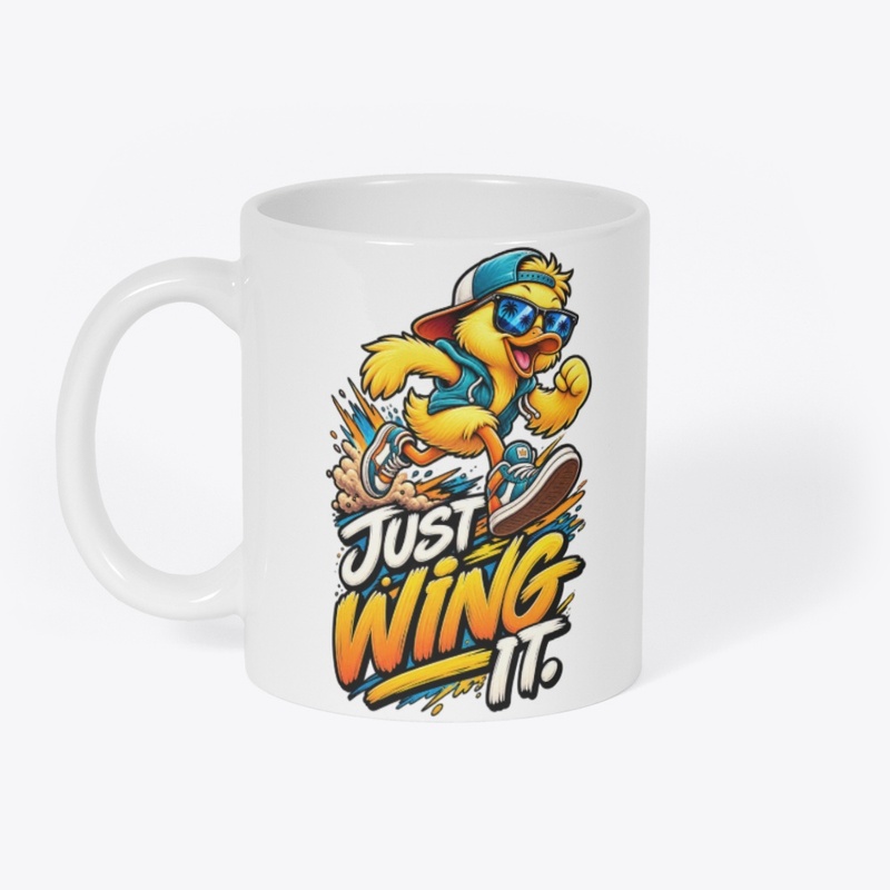 Just Wing It Funny Duck T-Shirt Design 