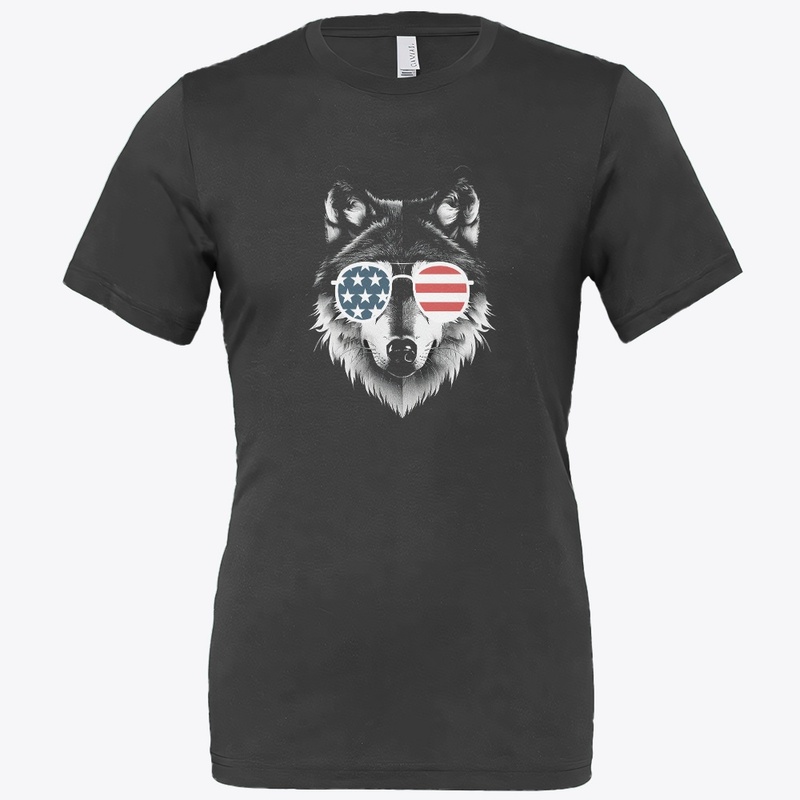 Wolf Art with American Flag Sunglasses