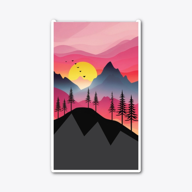 2.	Minimal mountain silhouette at sunset