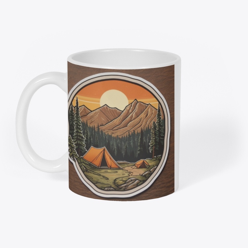 Sunset Mountain Camping Sticker