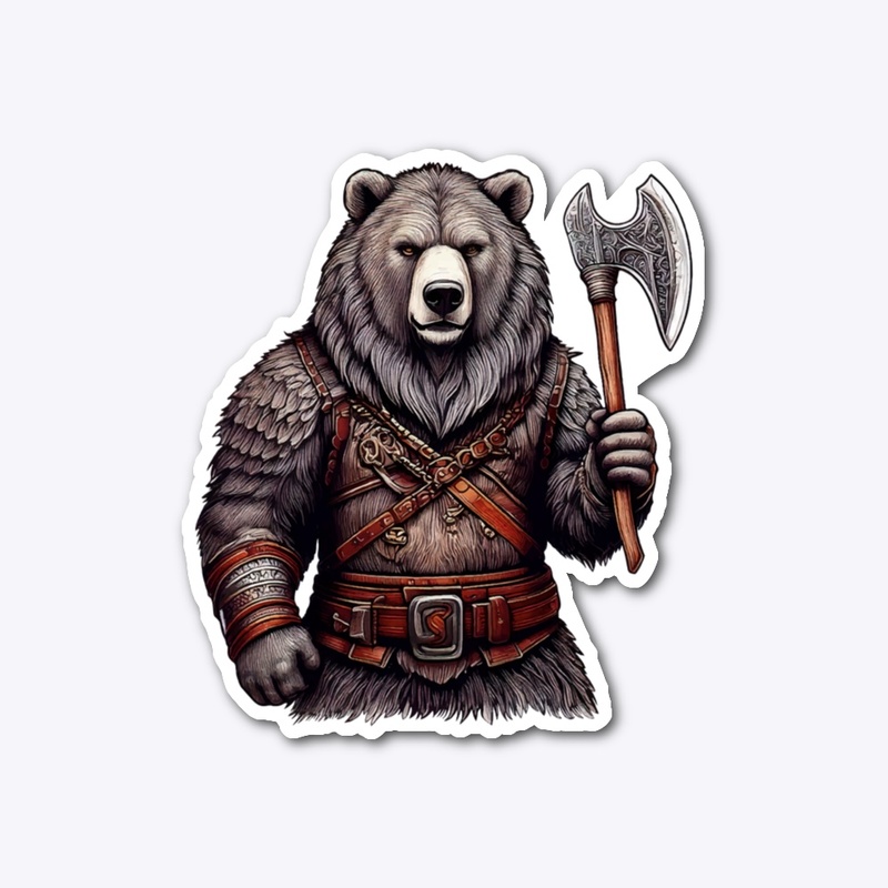 Warrior Bear with Axe Design