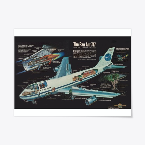 Boeing 747 Cutaway Diagram By Pan Am Standard T-Shirt Front