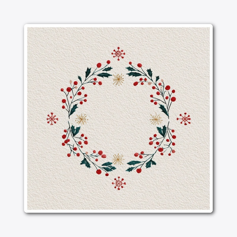 Floral Wreath Holiday Christmas Art