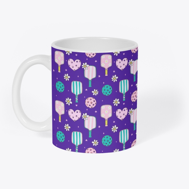 Pickleball Hearts and flowers Pattern