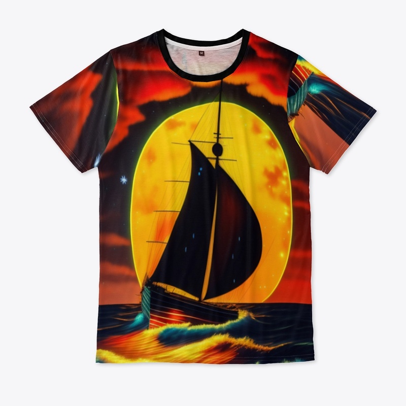 Sailing boat allover printeunisex tee