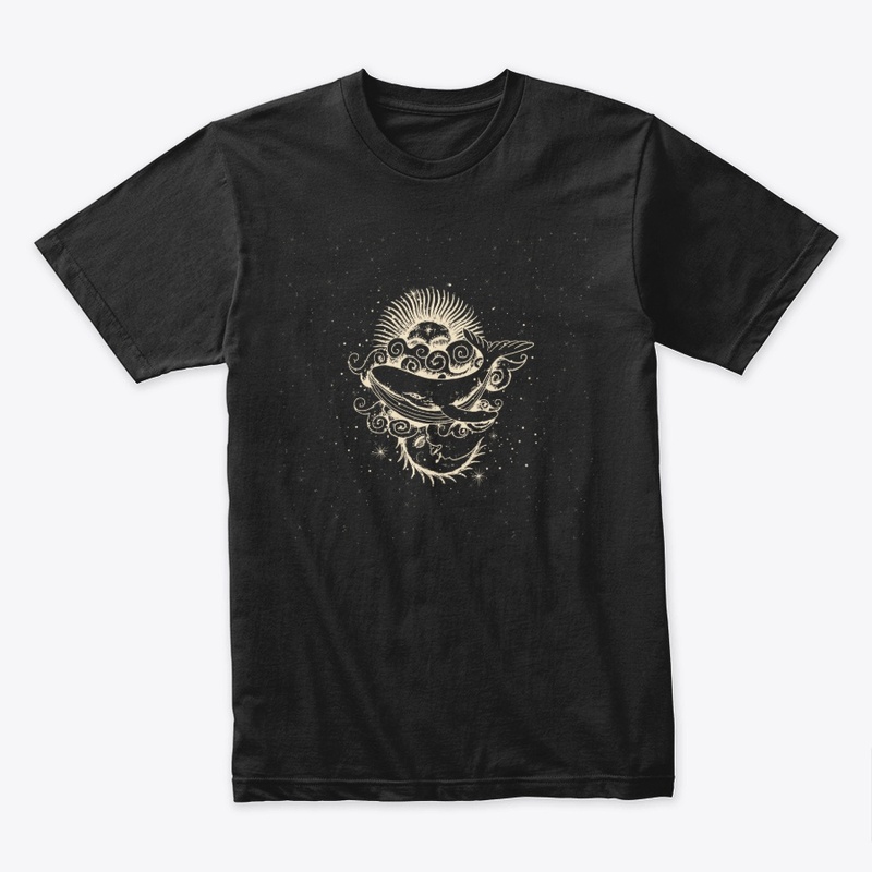 Abstract Cosmic Whale With Sun And Moon
