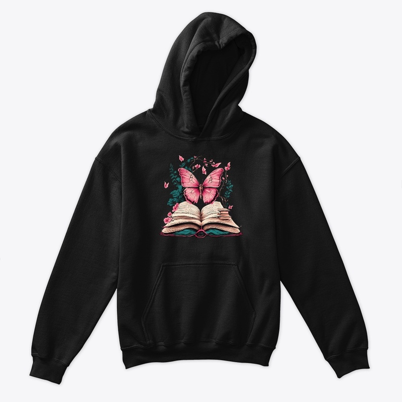 OPEN BOOK  WITH PINK BUTTERFLY