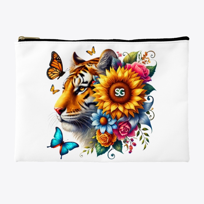Tiger Head With Sunflowers Animal Lover