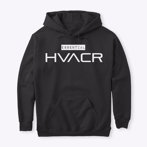 Essential Hvacr White Letters Black Kaos Front