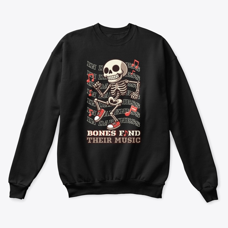 dance skeleton with musical notes