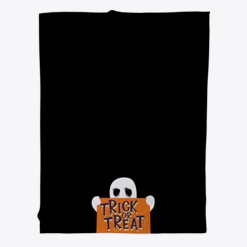 A ghost holding a sign - trick or treat