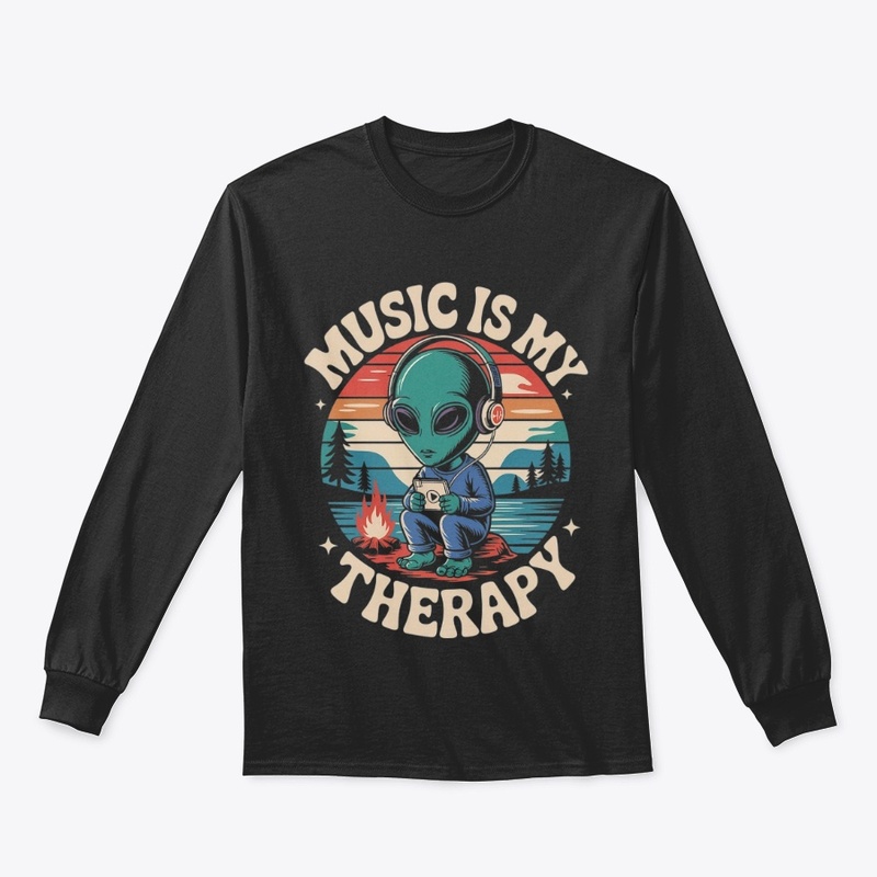 Music Is My Therapy Alien Campfire Tee